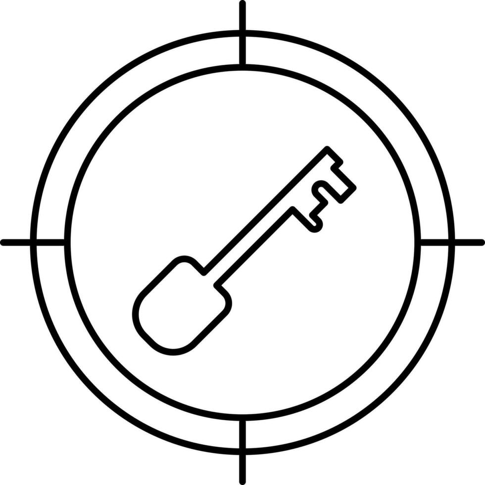 Black Outline Target Key Icon Or Symbol. vector