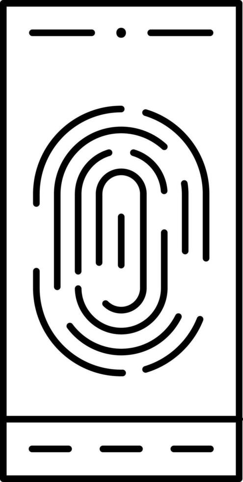 Fingerprint Password In Smartphone Screen Line Art Icon. vector