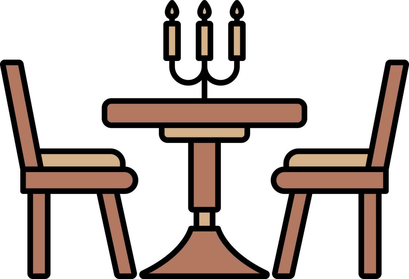 Romantic Dinner Table Icon In Brown Color. vector