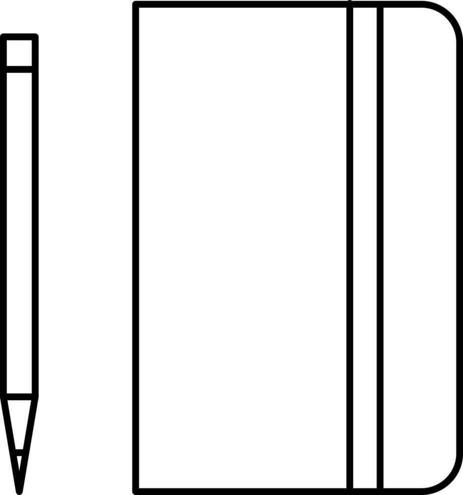 File Book With Pen Icon In Black Stroke. vector