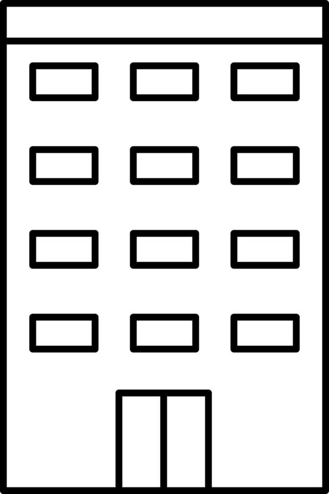 Flat Style Office Building Icon In Line Art. vector