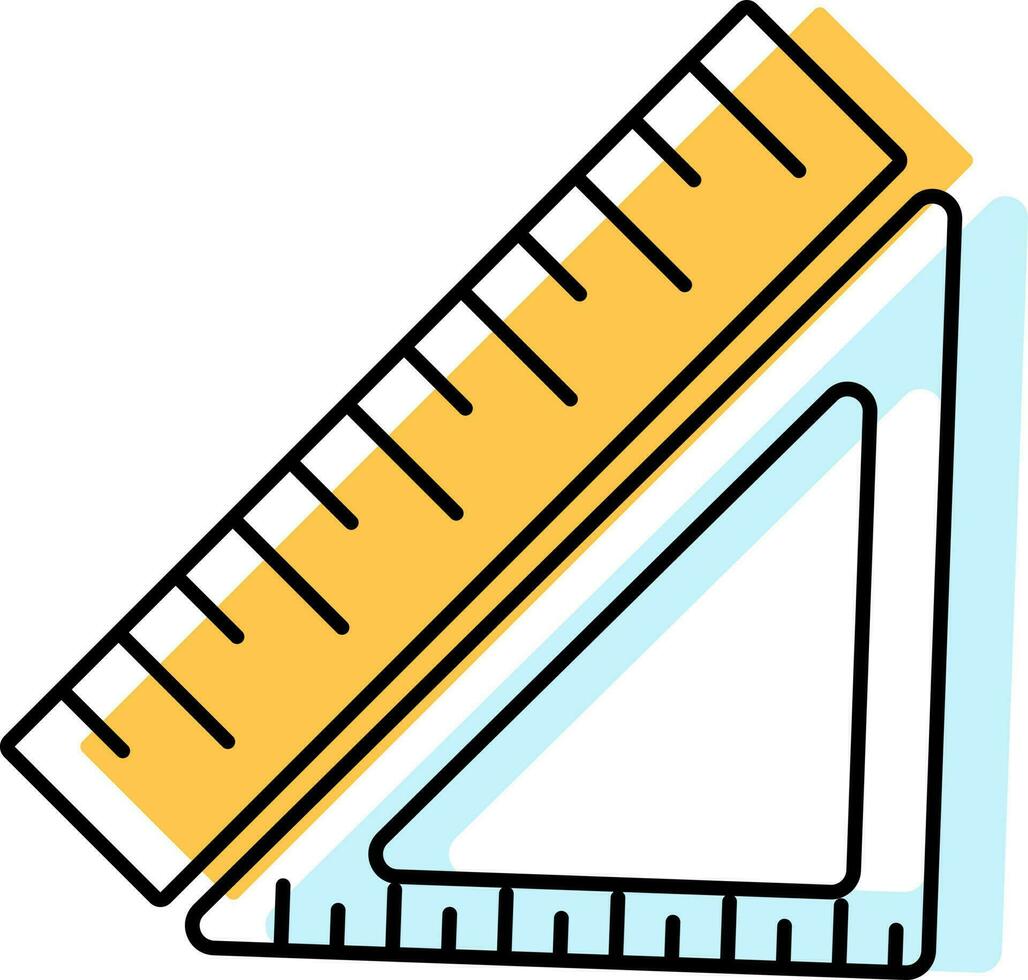 Triangle Ruler Icon In Cyan And Yellow Color. vector