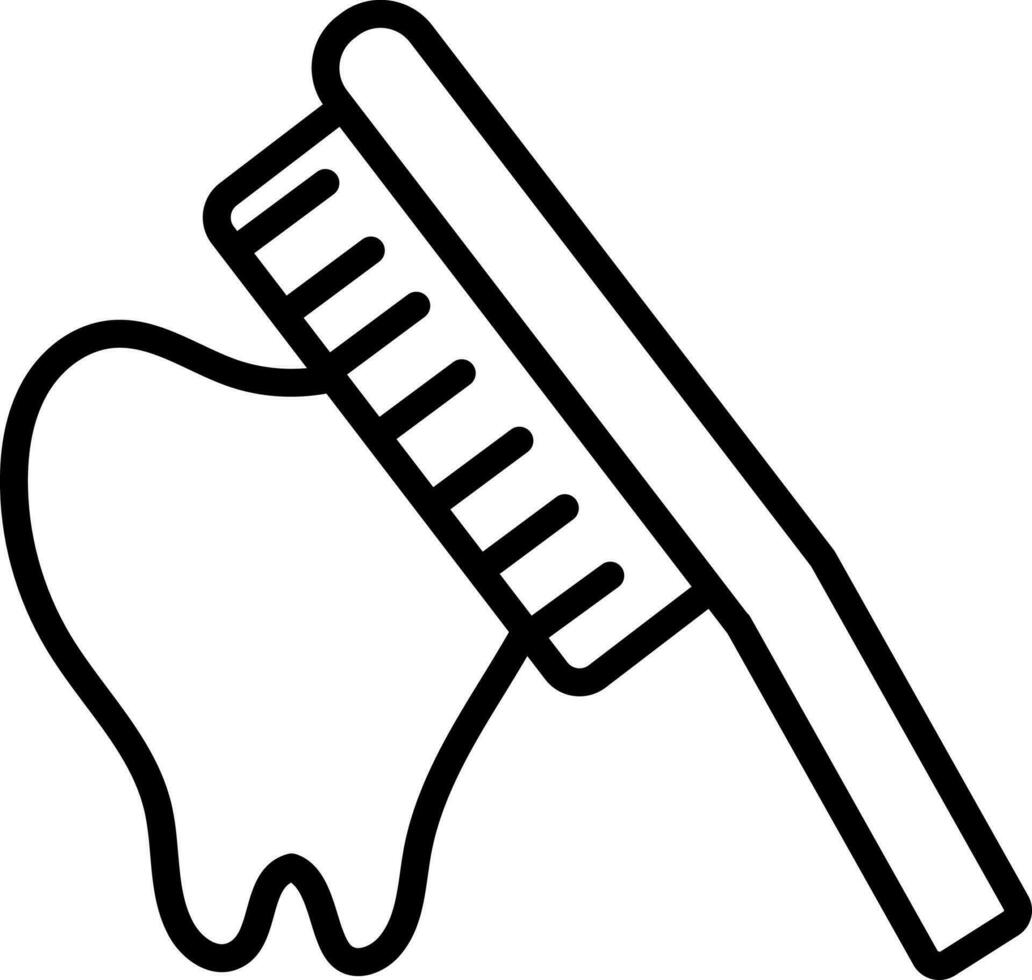 Toothbrush Icon In Black Line Art. vector