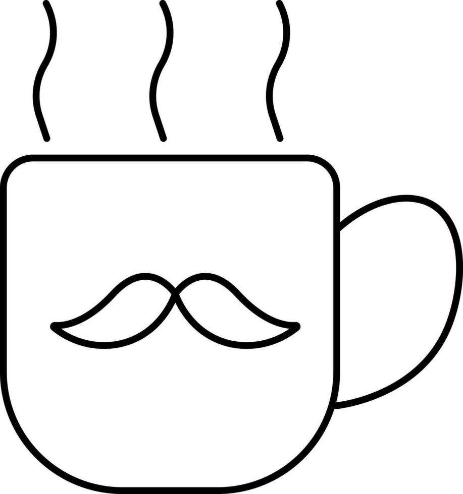 Mustache Cup Icon In Black Outline. vector