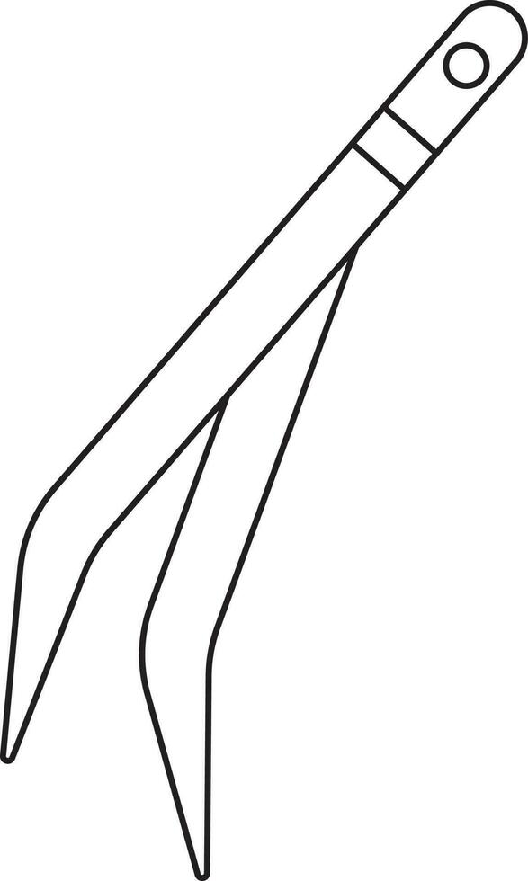Dental Tweezers Icon In Black Line Art. vector