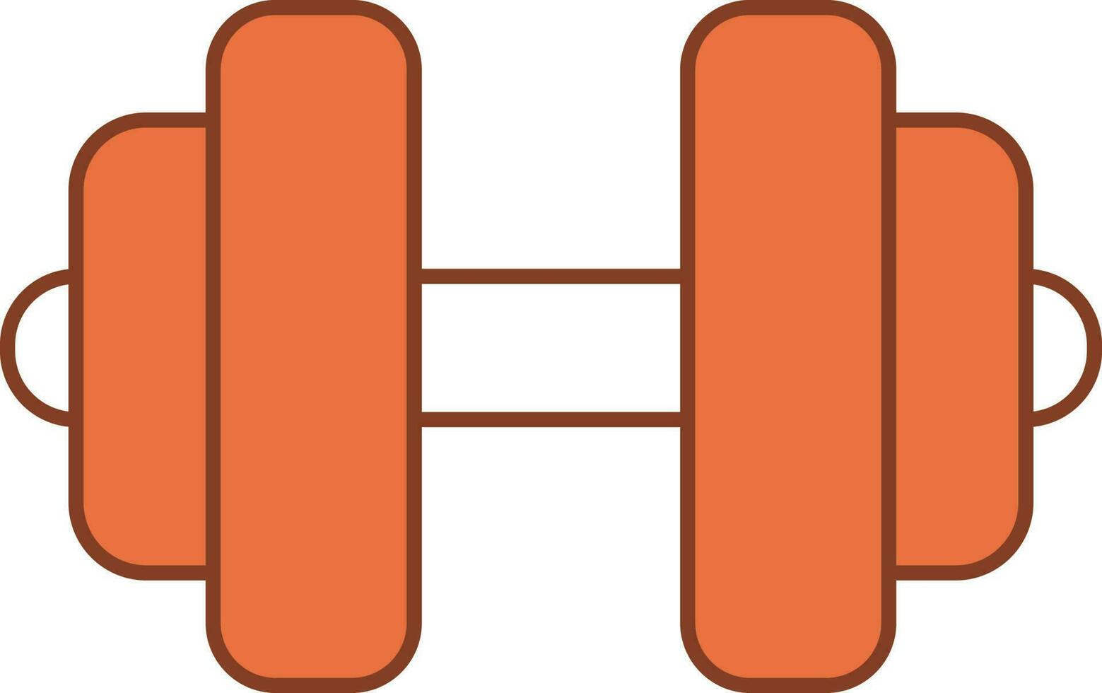 Dumbbell Icon In Orange And White Color. vector