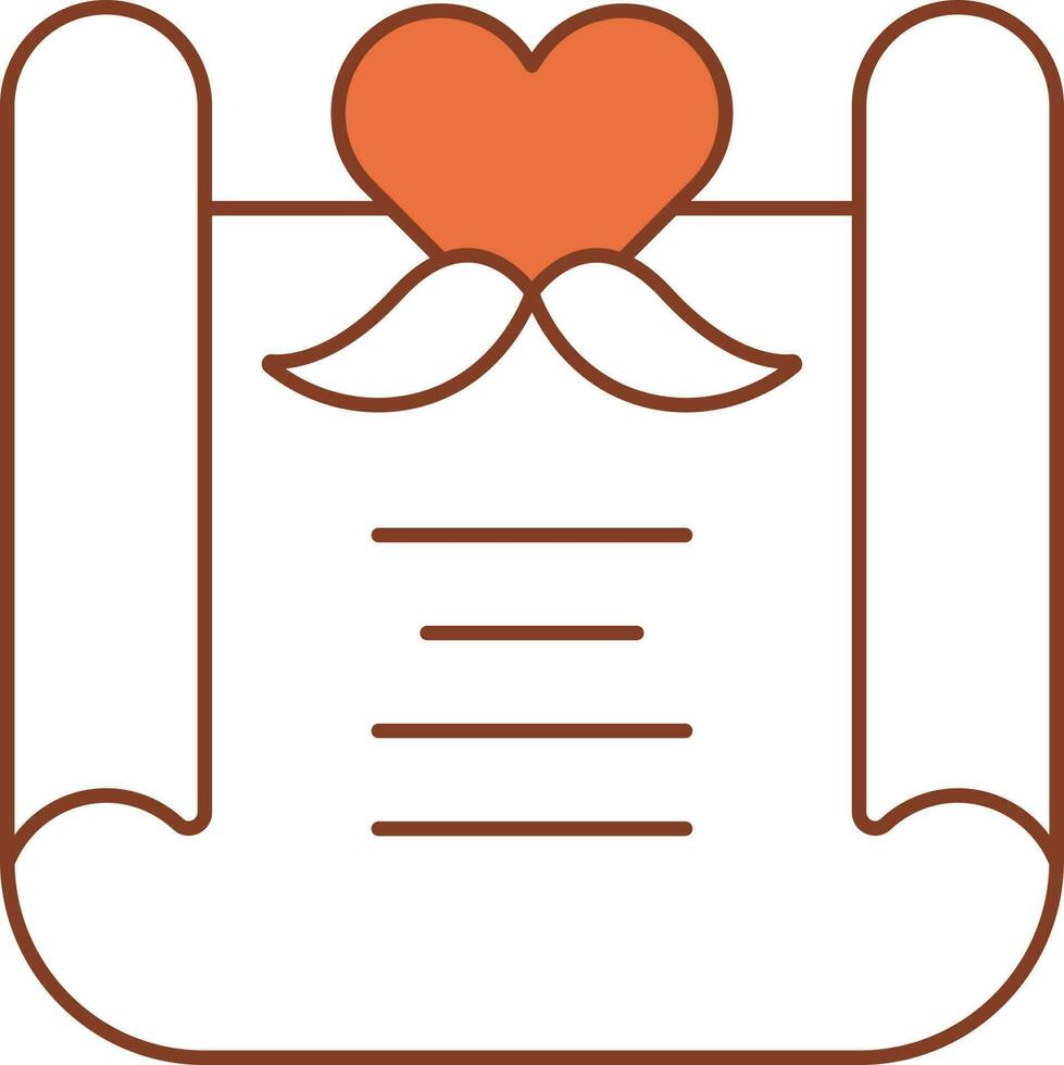 Scroll Paper Or Greeting Card Icon In Orange And White Color. vector