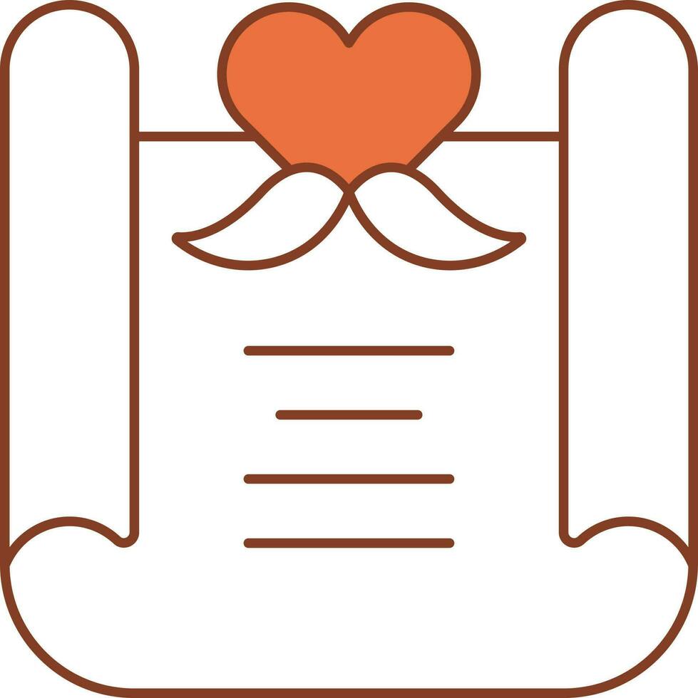 Scroll Paper Or Greeting Card Icon In Orange And White Color. vector