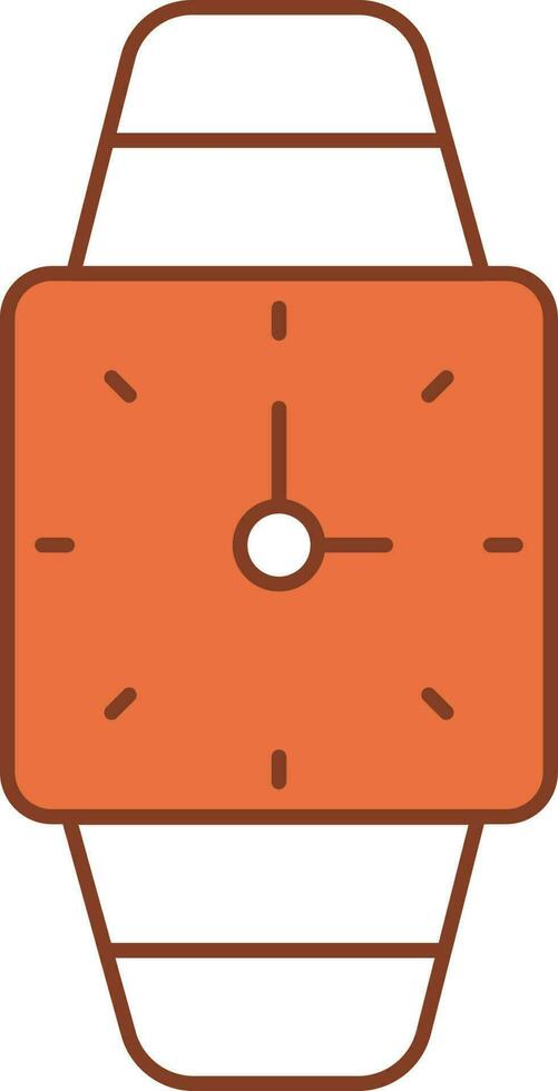 Wristwatch Icon In Orange And White Color. vector