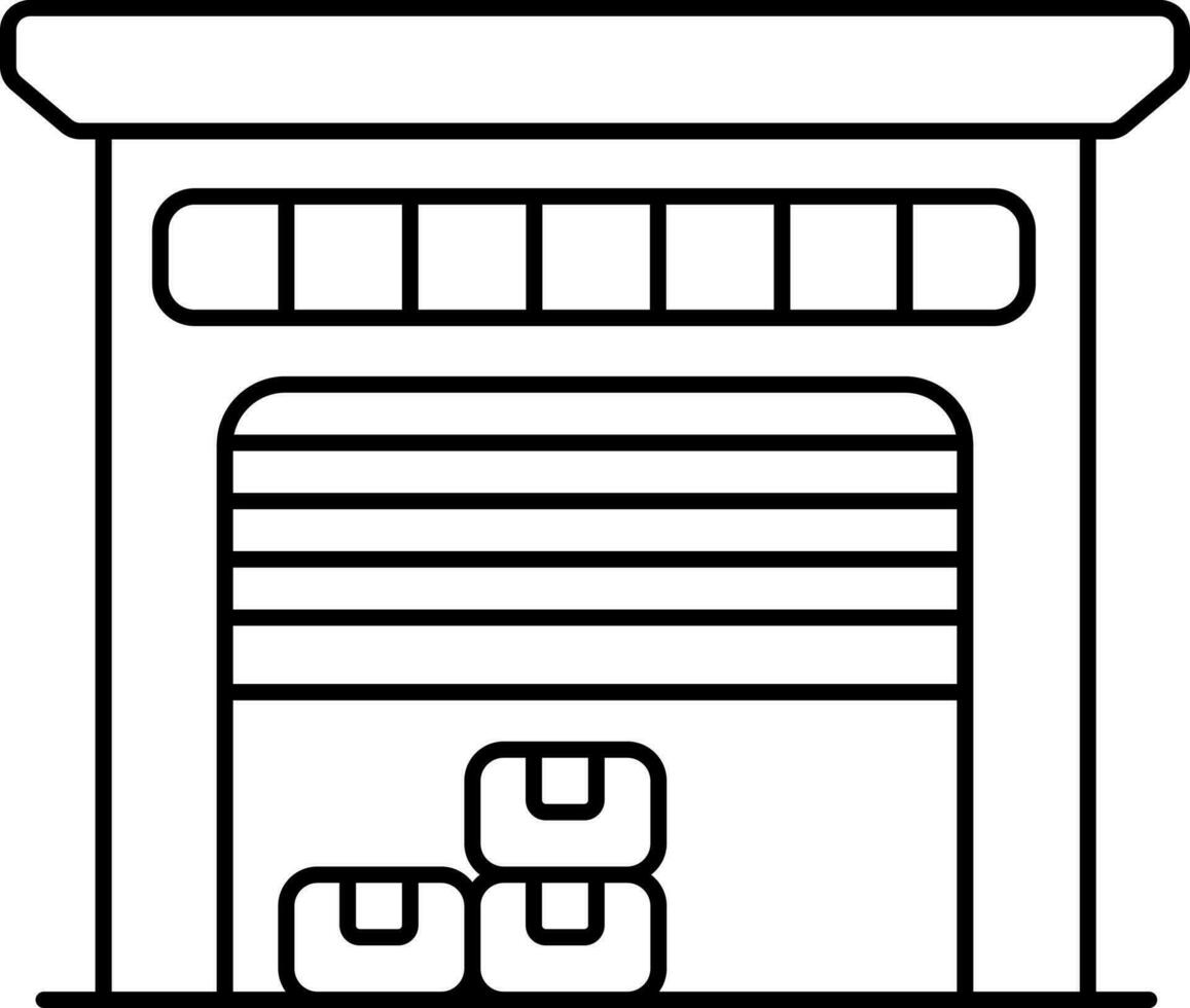 Delivery Boxes In Warehouse Line Art Icon. vector