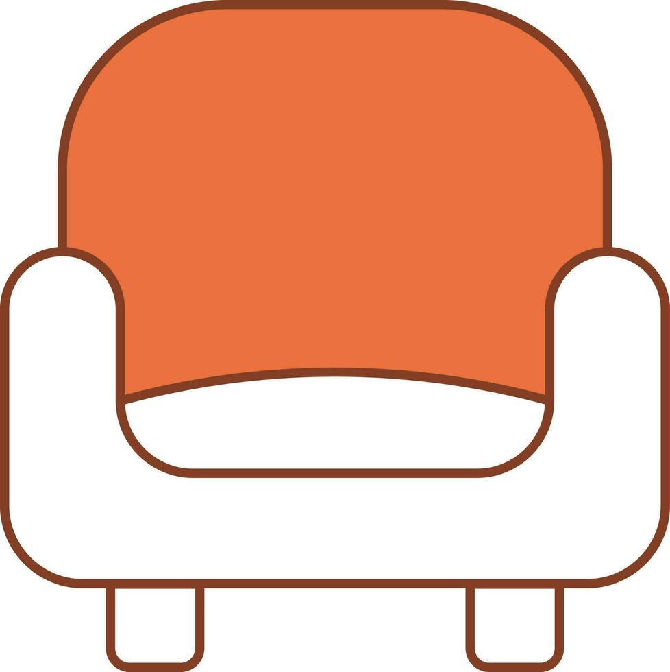 Sofa Icon In Orange And White Color. vector