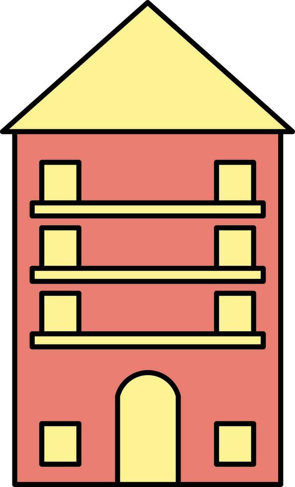 casa edificio icono en rojo y amarillo color. vector