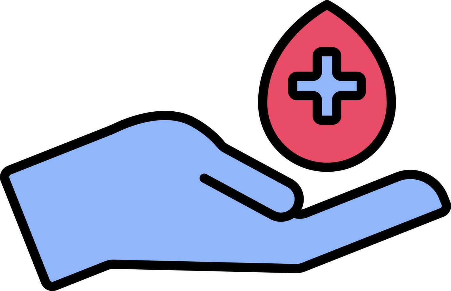 Hand With Blood Drop Icon In Blue And Pink Color. vector