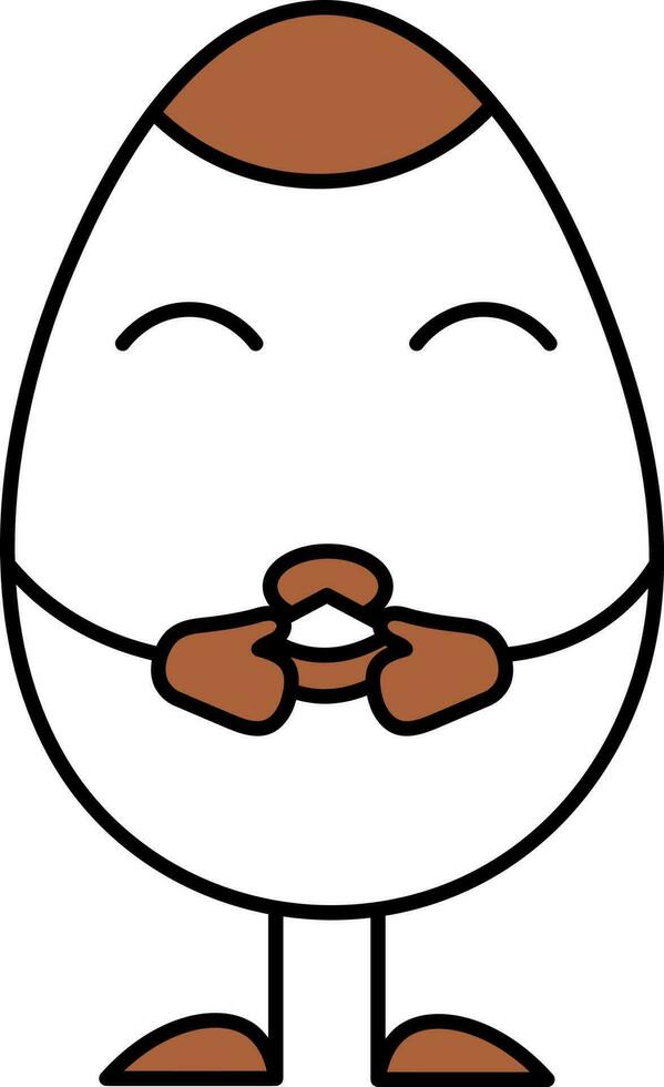 Isolated Cartoon Egg Eating Food Icon In Brown And White Color. vector