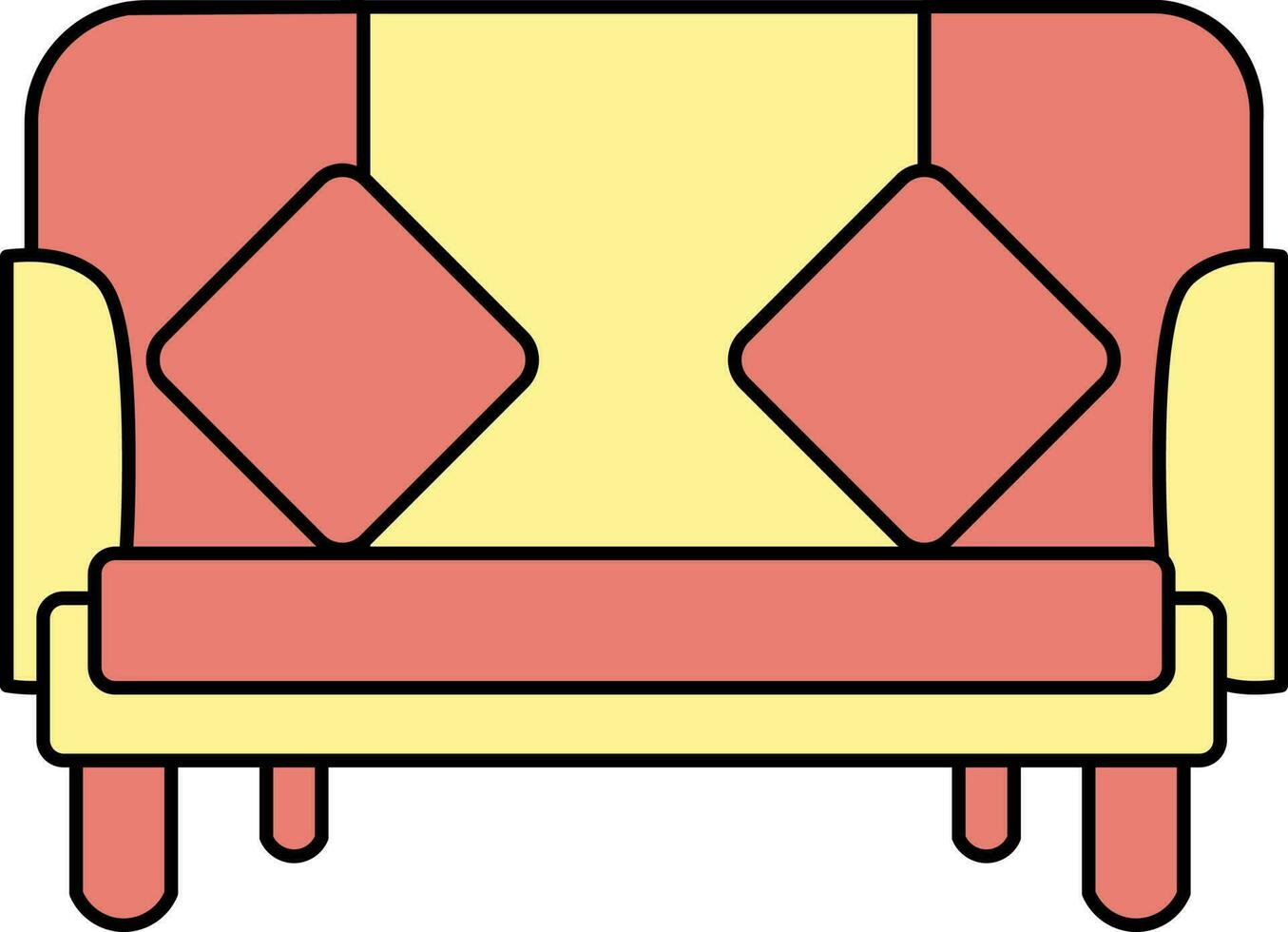 Sofa Icon In Red And Yellow Color. vector