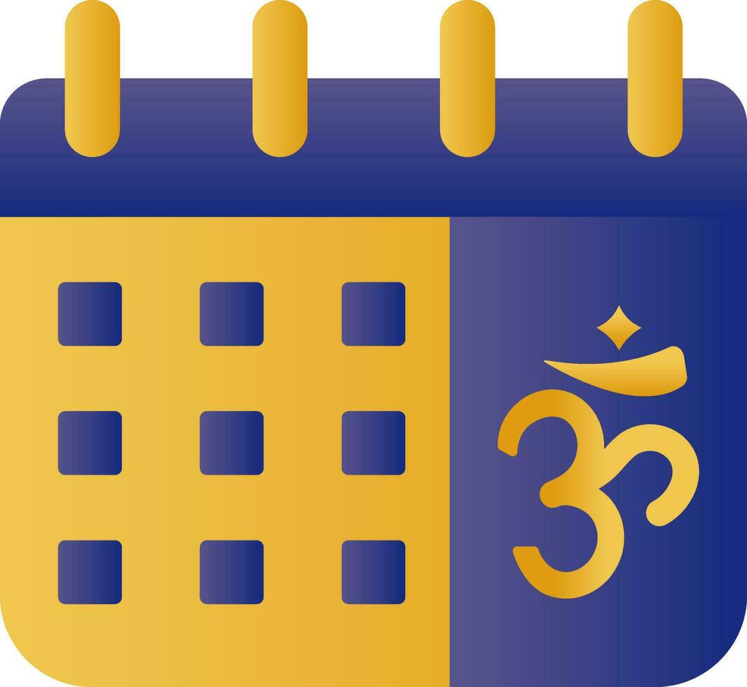 Om Symbol On Calendar Icon In Golden And Blue Color. vector