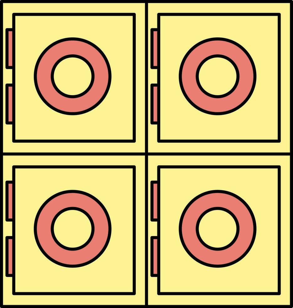 Locker Icon In Red And Yellow Color. vector