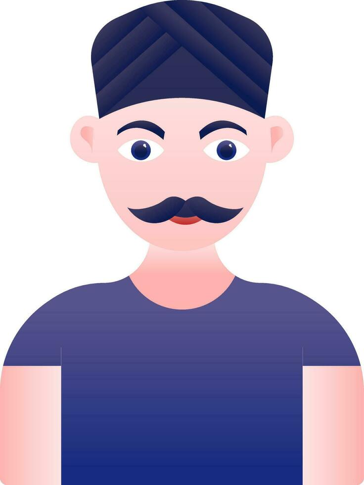 Pagdi Wearing Indian Young Man Icon In Pink And Blue Color. vector