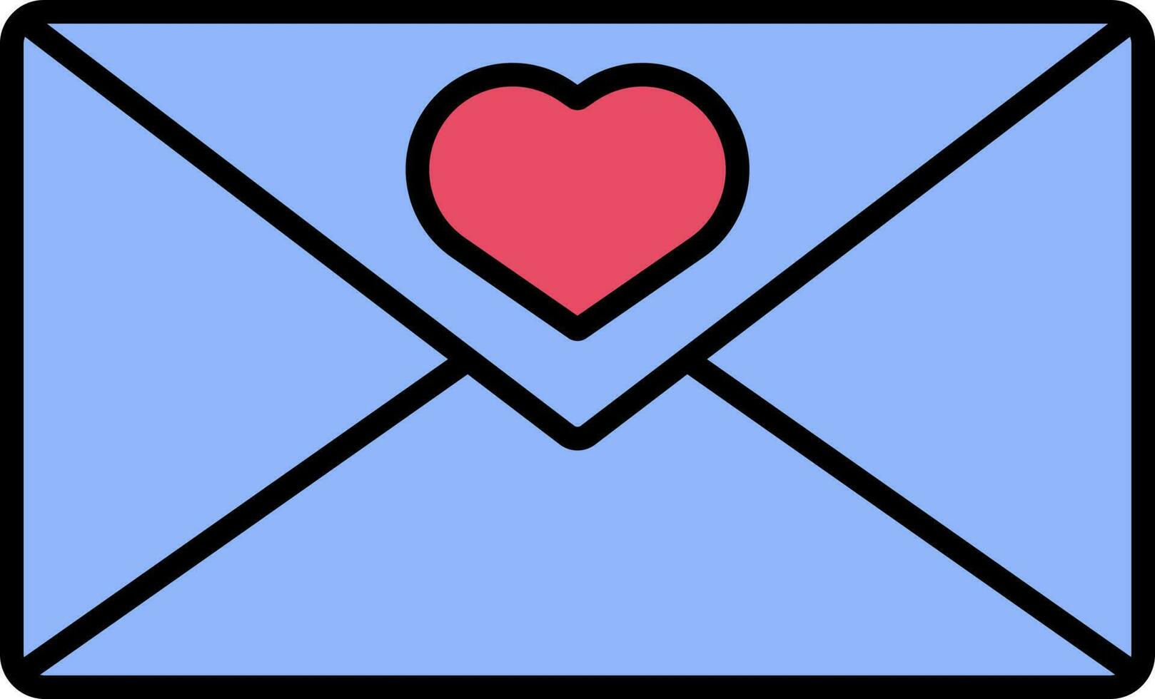 Envelope With Heart Icon In Blue And Pink Color. vector