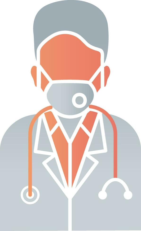 Doctor Wearing Mask Icon In Gray And Orange Color. vector