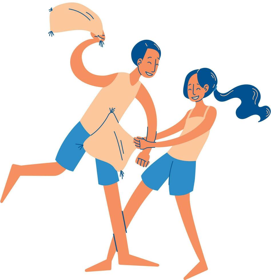 Two Couple Dancing at home Daily lifestyle, 2D Character vector