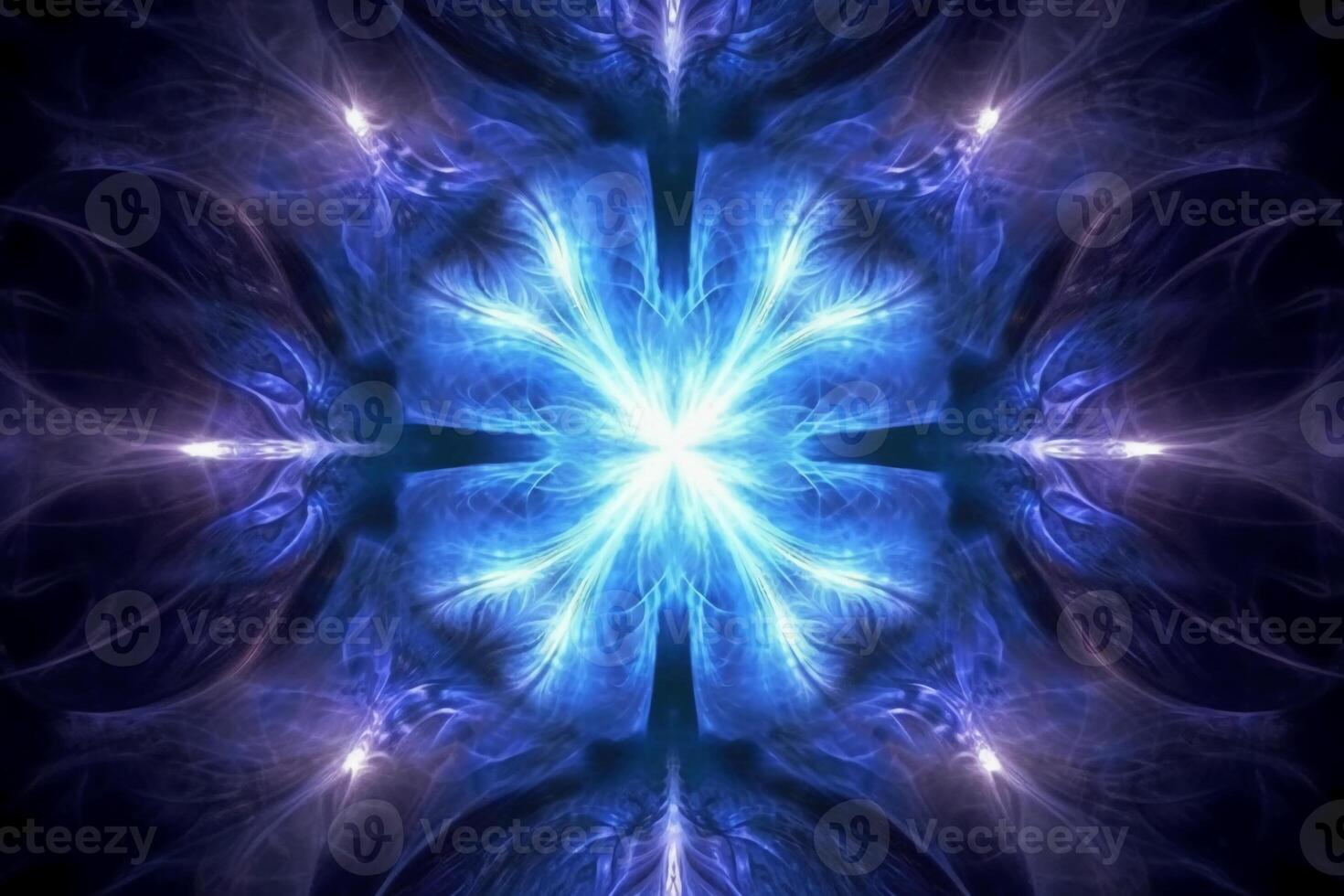Lazer light fractals, blue and white. photo