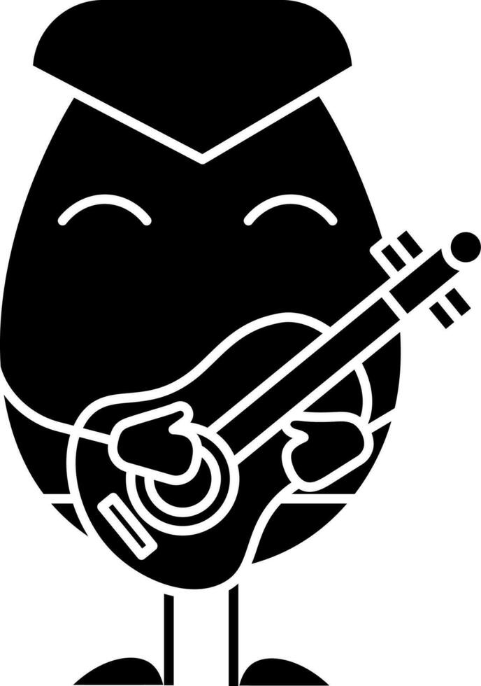 Cartoon Egg Playing Guitar Icon In Glyph Style. vector