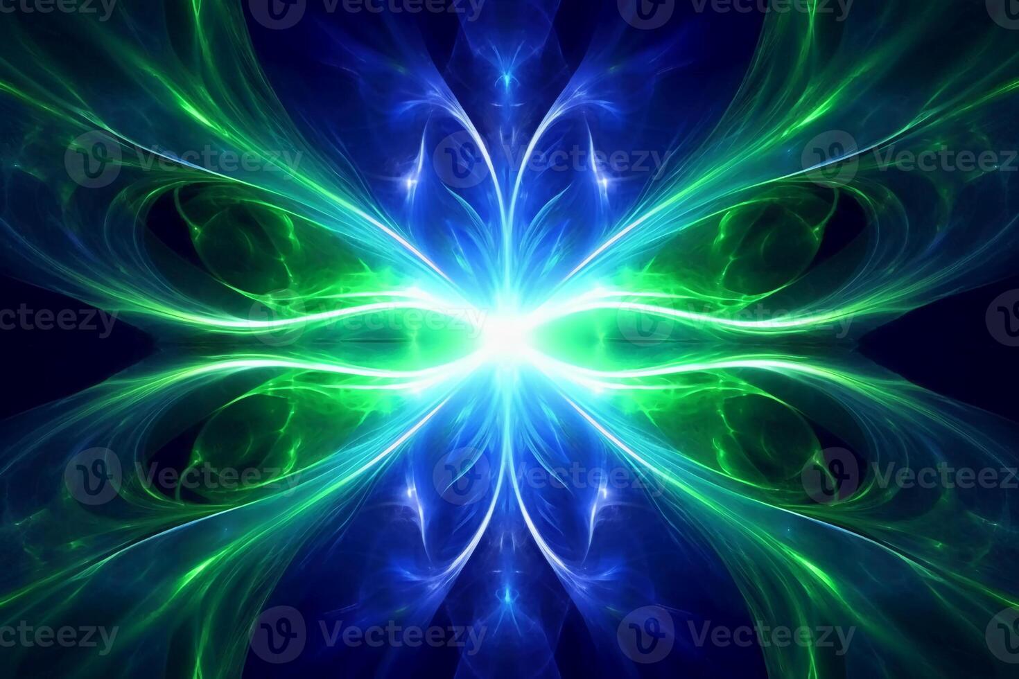 Lazer light fractals, royal blue and green. photo