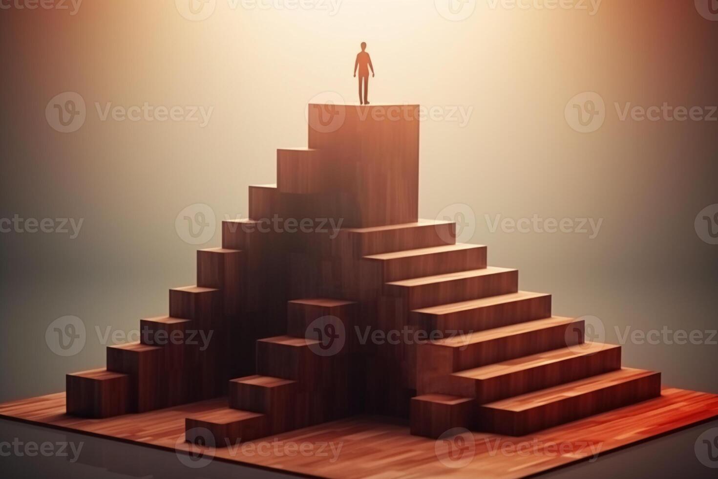 Business concept of ladder career path and growth success process. photo