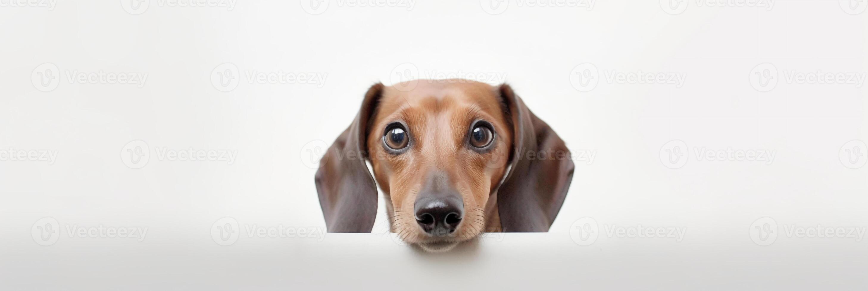 Dachshund macro photography white minimalist. photo