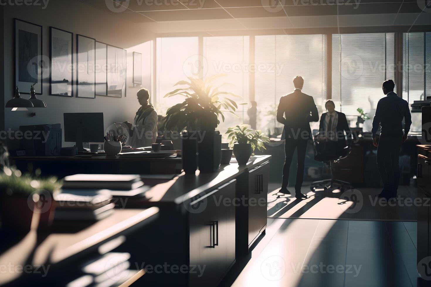 Team at work. Group of young business people in smart casual wear working together in creative office Neural network photo
