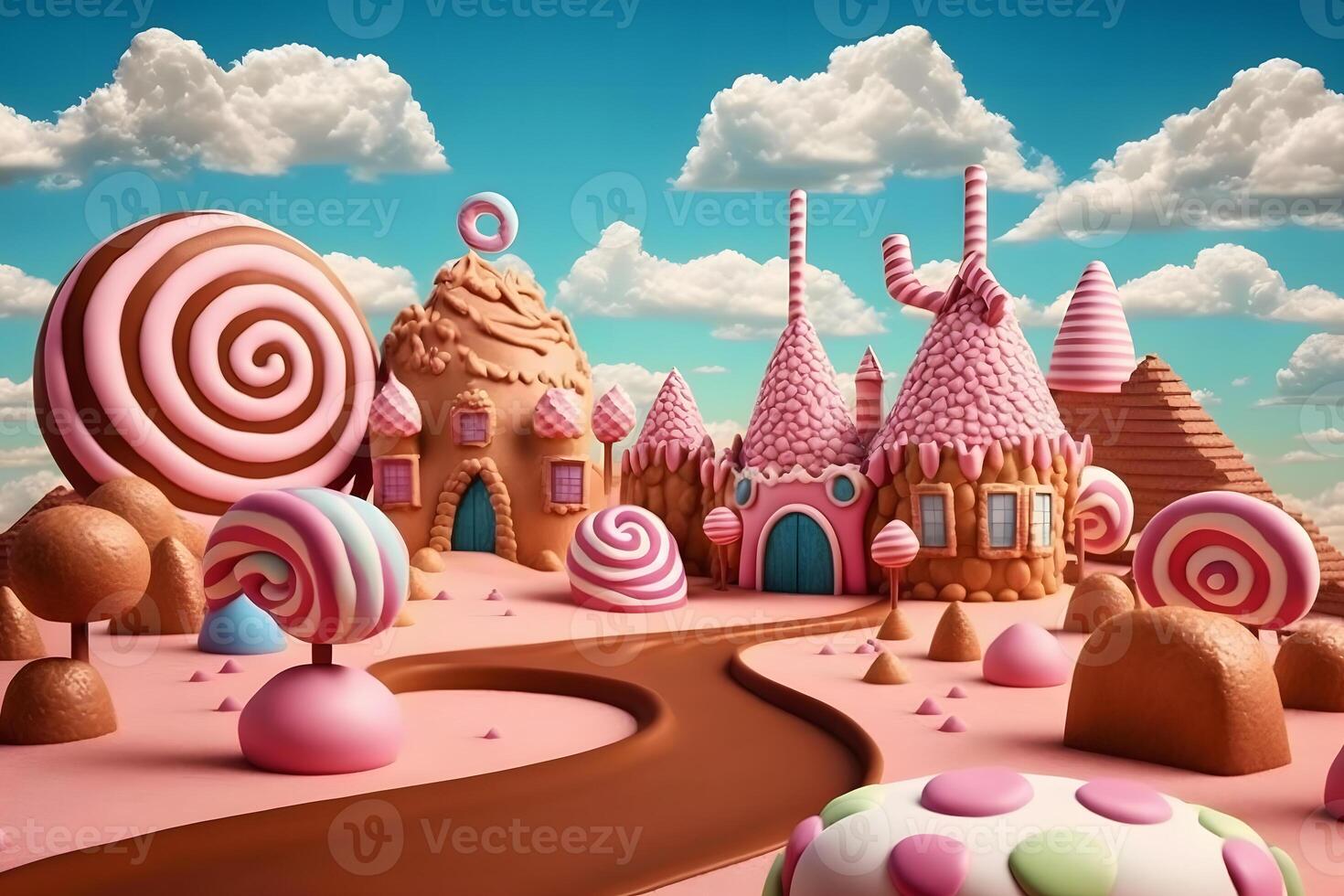 Fantasy sweet candy land. Neural network photo