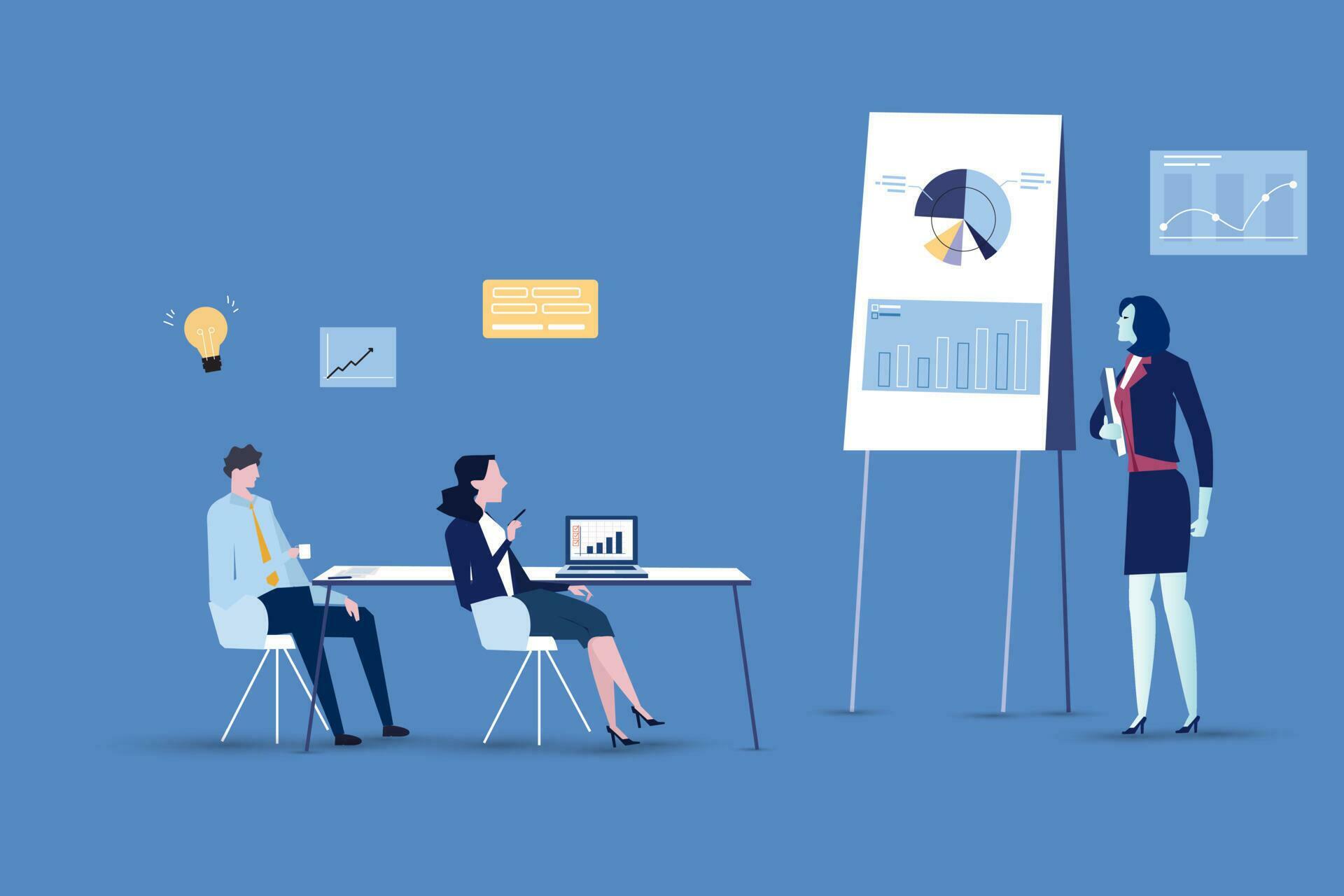 Business concept. Vector illustration of marketing research, data ...