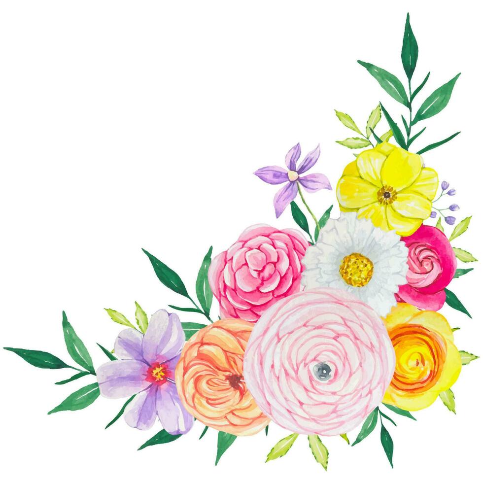 Flower watercolor arrangement of bright flowers vector