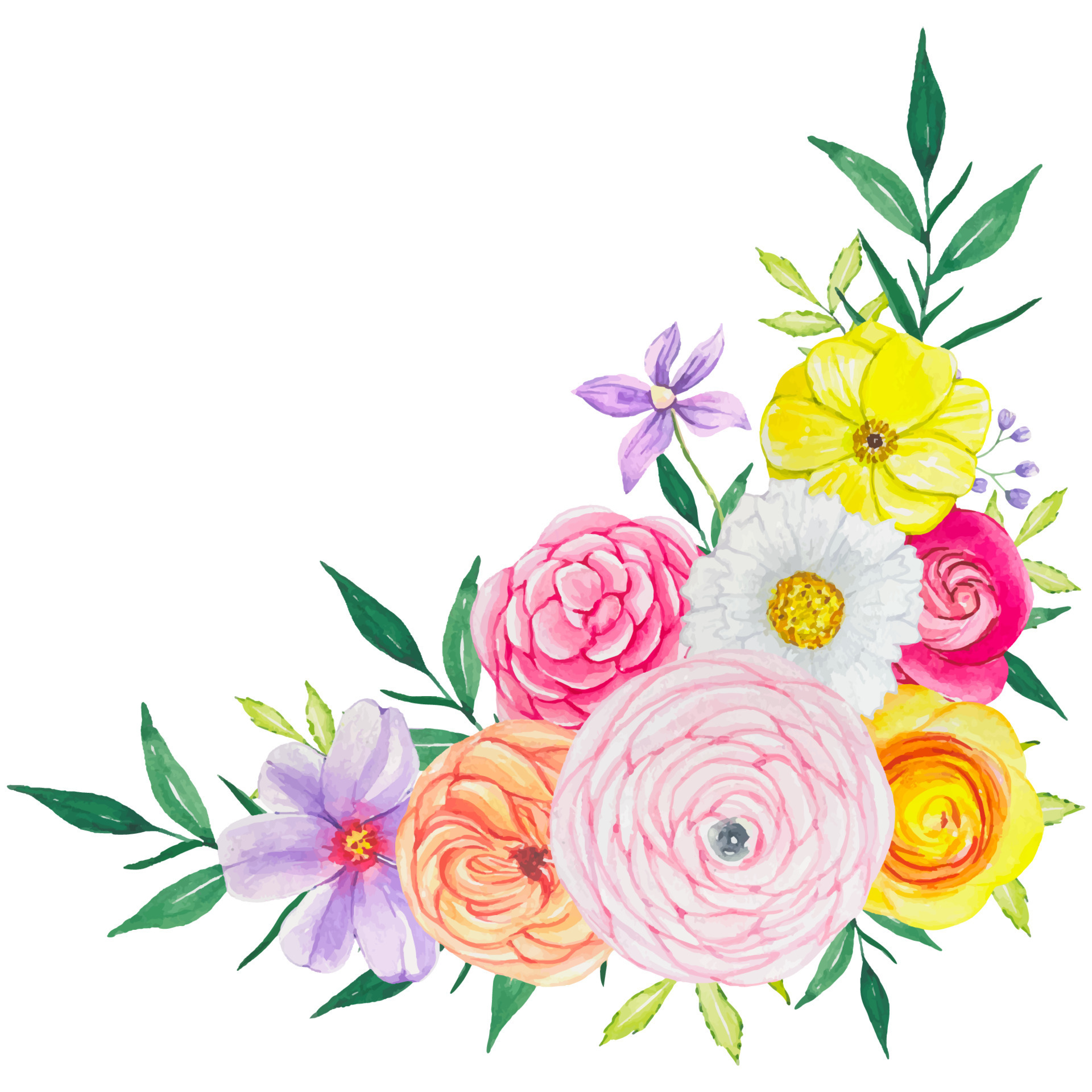 Flower watercolor arrangement of bright flowers 24199815 Vector Art at