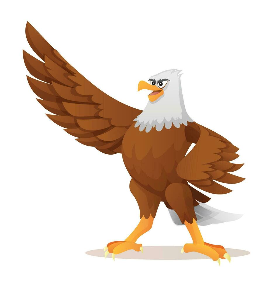 Cartoon eagle waving wing illustration isolated on white background vector