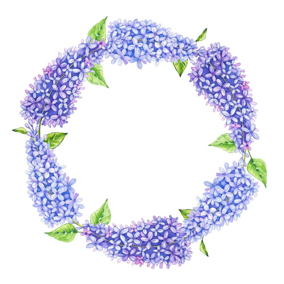 Floral wreath with watercolor lilac flowers, background with lilac vector
