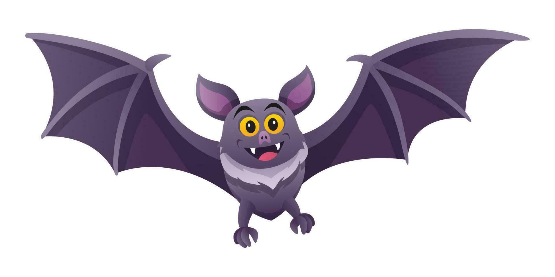 Cartoon bat flying illustration isolated on white background vector