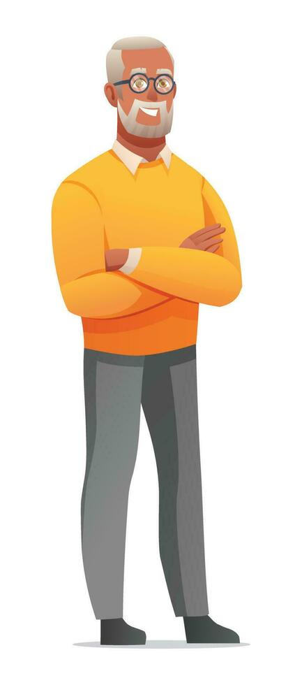 Happy grandfather character vector illustration