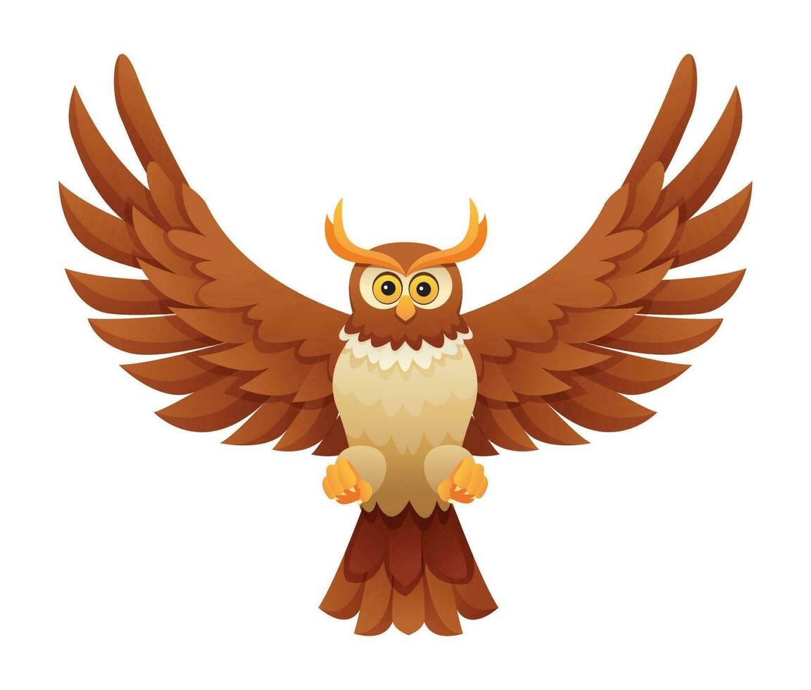 Cartoon owl flying illustration isolated on white background vector