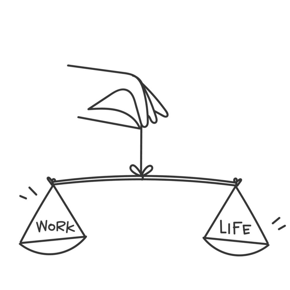 hand drawn doodle work and life balance icon illustration vector