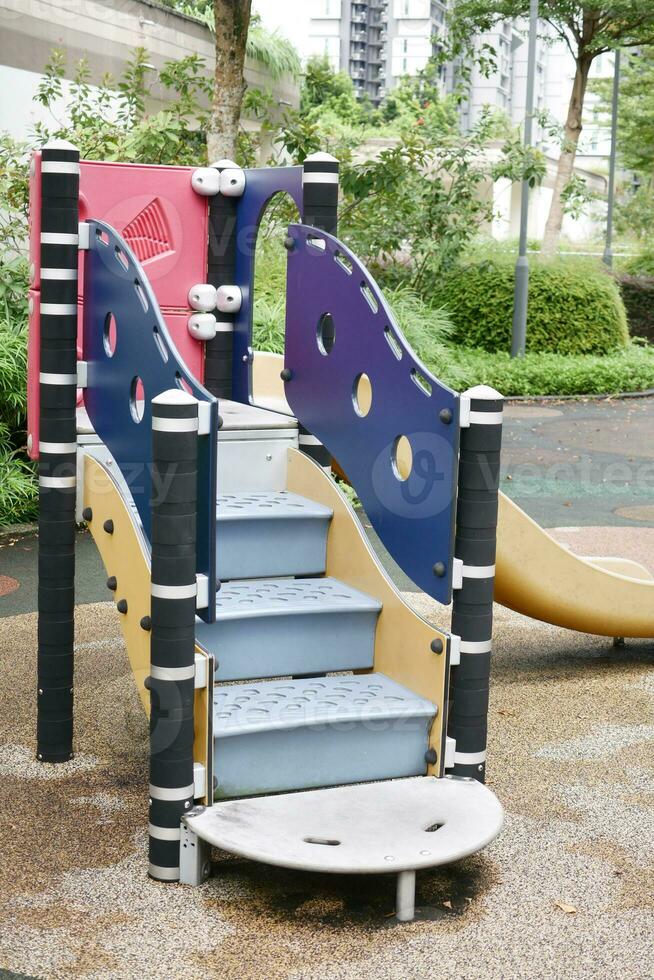 empty Colorful playground at local park photo