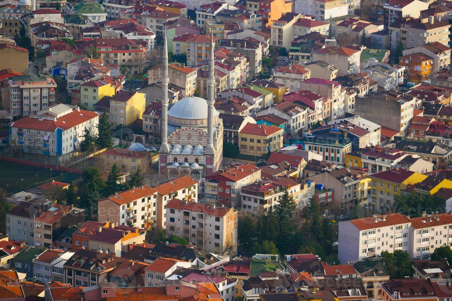 high angle view of Istanbul city buildings photo