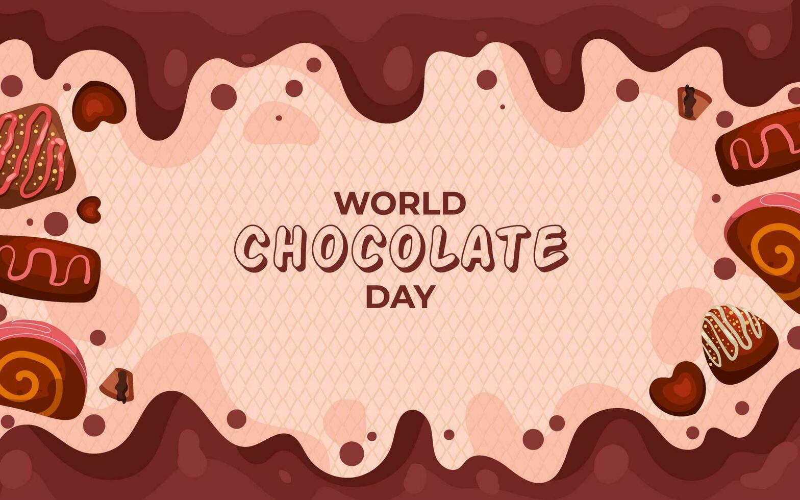 Delicious Melting Chocolate in Chocolate Day with Sweet Cake vector