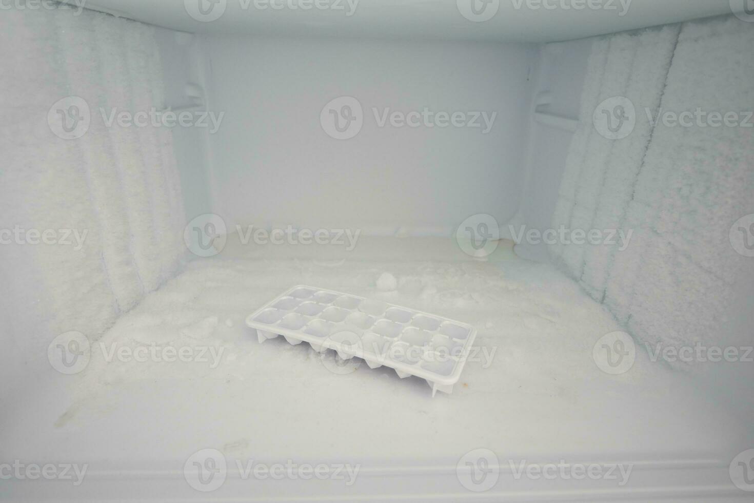 open empty fridge at home photo