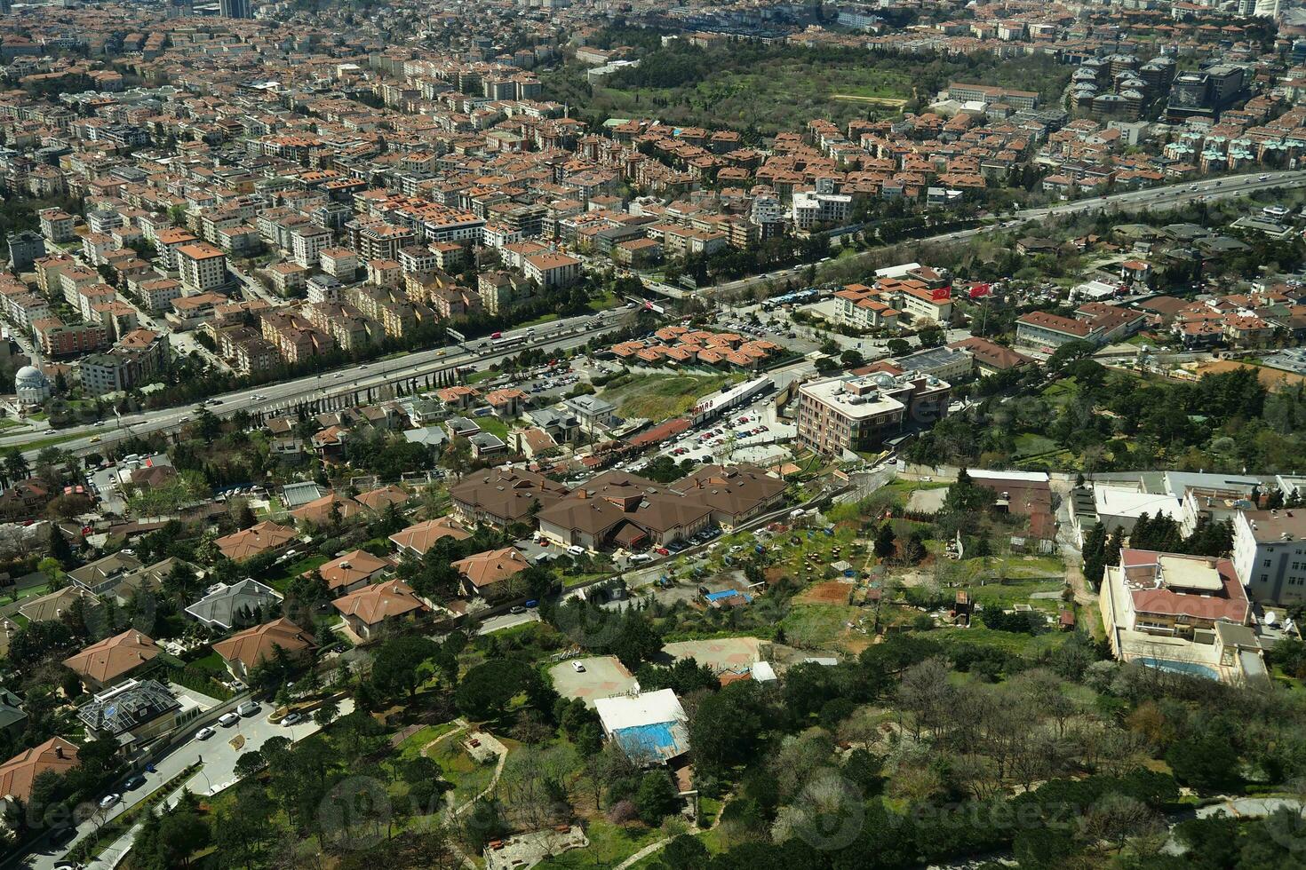 Arial View of Istanbul Asian Side Urban building blocks photo