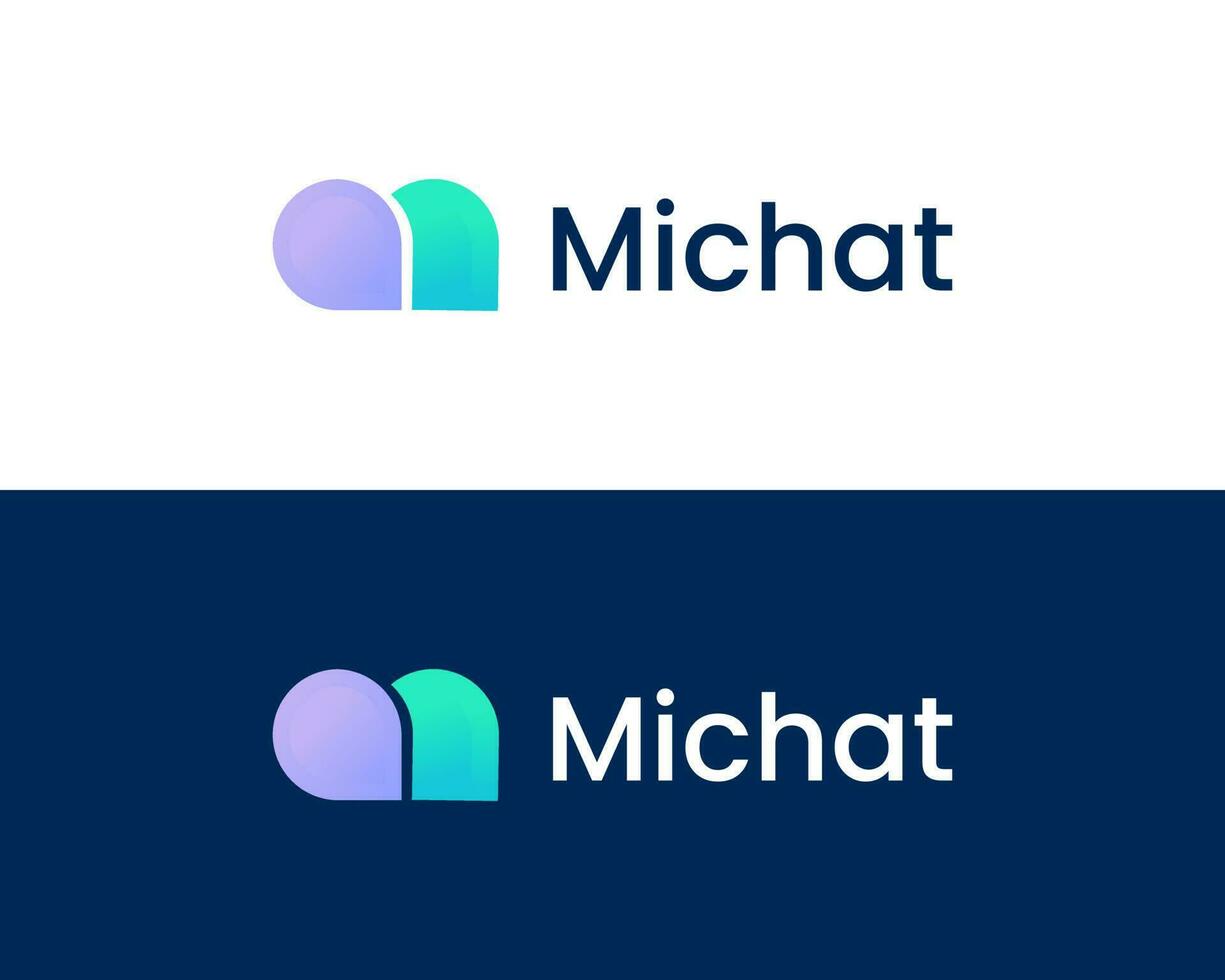 M chat or m drop logo design concept vector