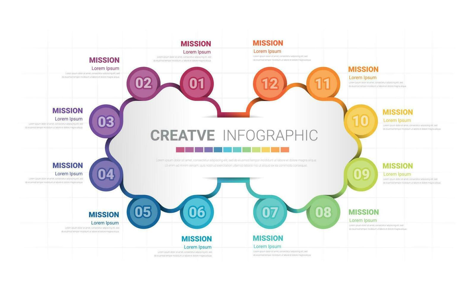 infografía circulo diseño para 12 opciones, pasos o procesos. lata ser usado para negocio concepto, presentaciones bandera, flujo de trabajo disposición, proceso diagrama. vector