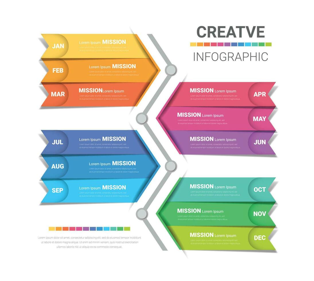Modern Geometric Infographic Template for 12 months vector