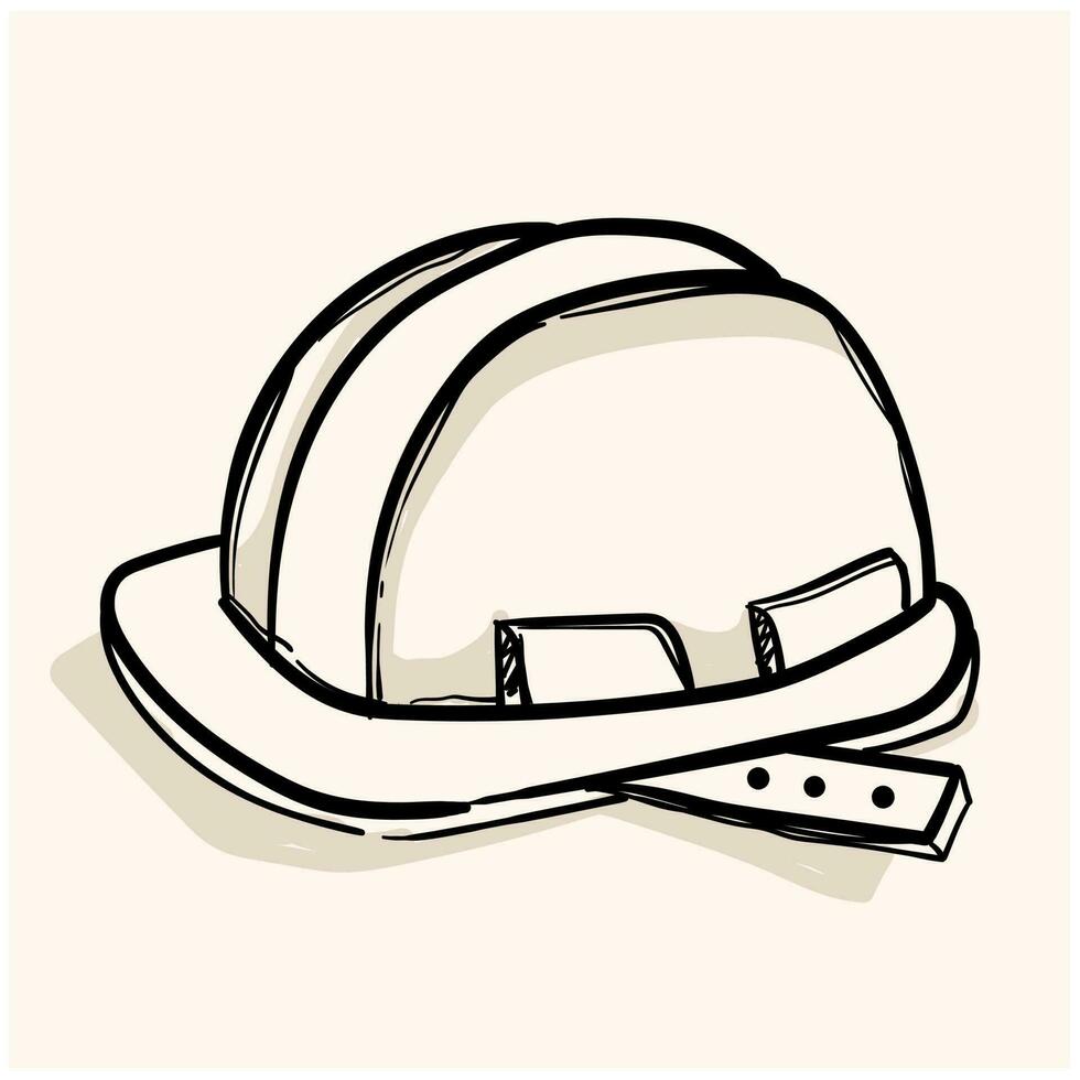 construction helmet doodle icon vector
